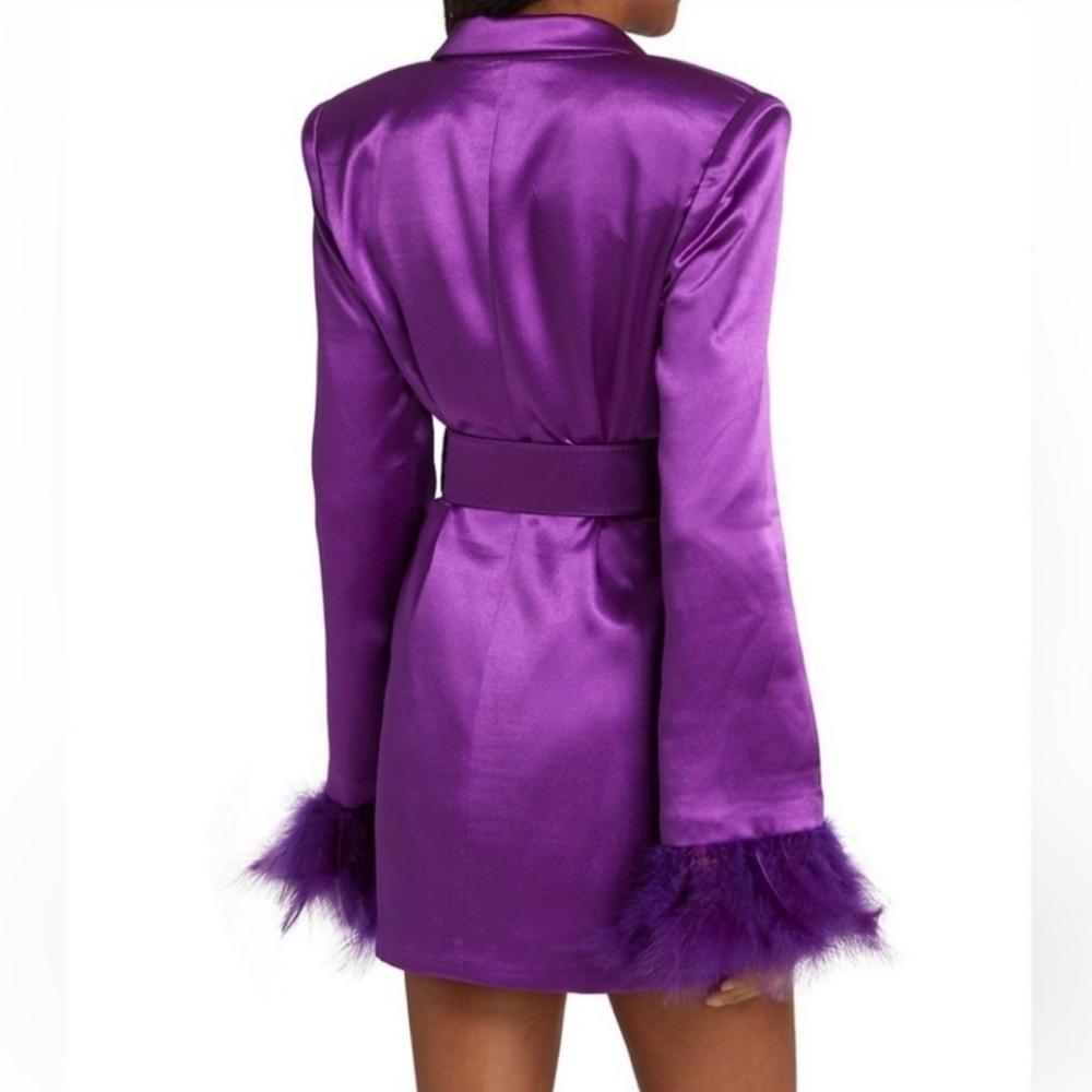 Bronx and Banco Odessa purple blazer Ostrich feather dress Size medium/US 6 - Picture 4 of 14